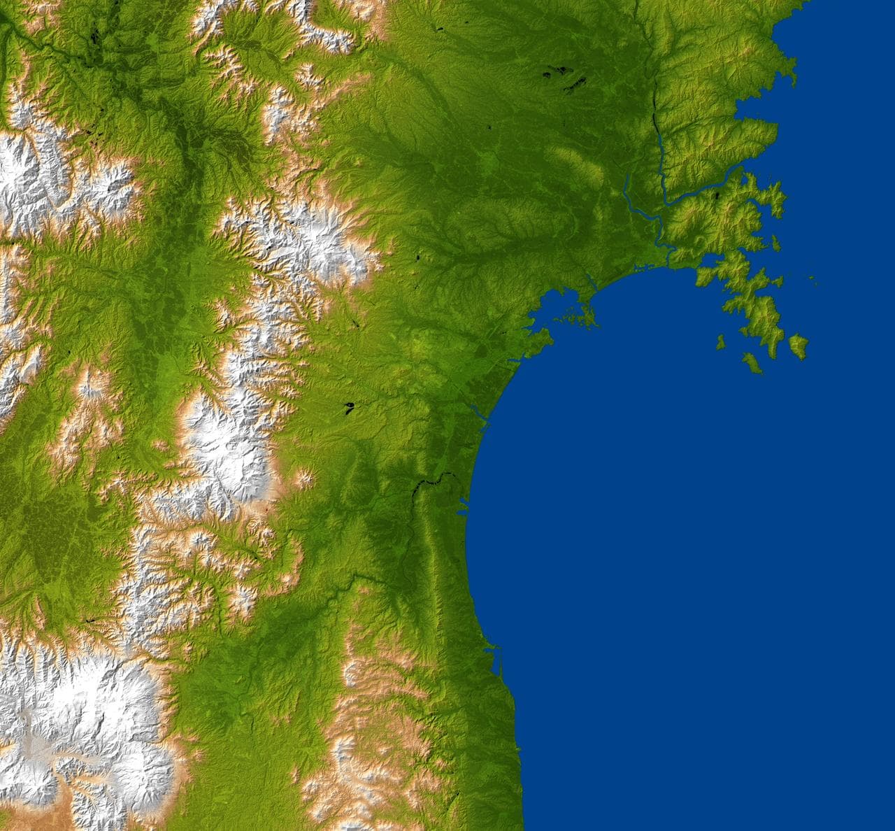NASA Radar Image Shows Topography of Sendai, Japan Region