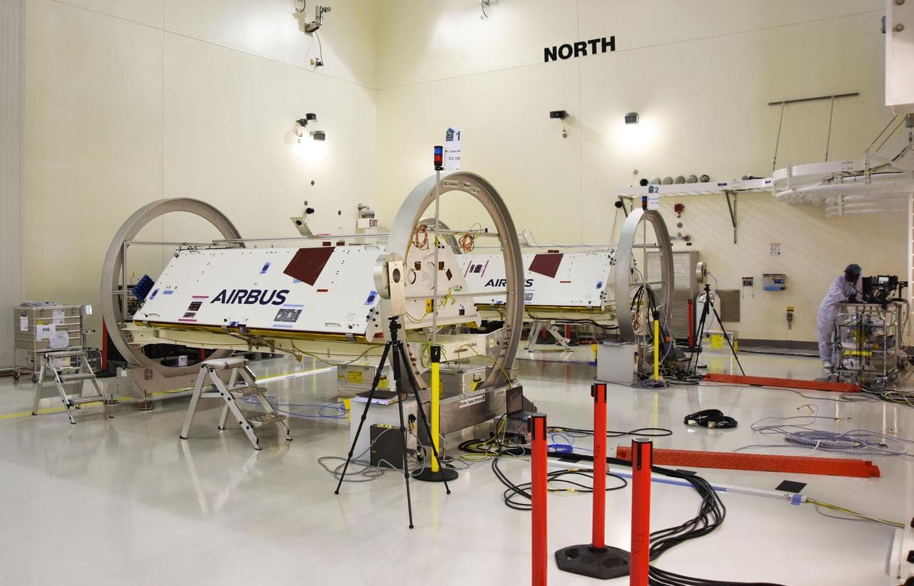 GRACE-FO Satellites in a Clean Room at Vandenberg Air Force Base