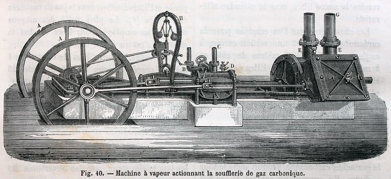 'Machine à vapeur actionnant la soufflerie de gaz carbonique'.