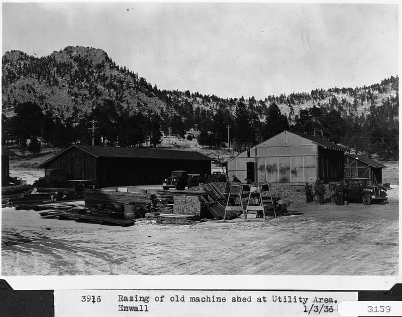 Razing of old machine shed at Utility Area.
