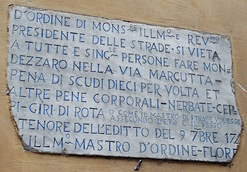 Marble tablet (year 174?) at Via Margutta in Rome