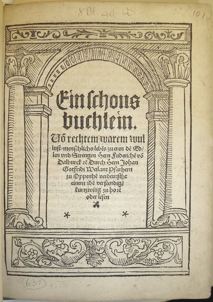 Woodcut architectural border used by Johann Eckhart of Speyer