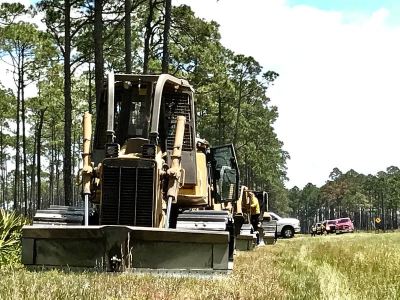 Heavy machinery used to create fire break