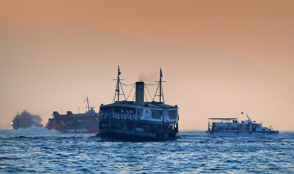 Evening on Hong Kong harbour.
