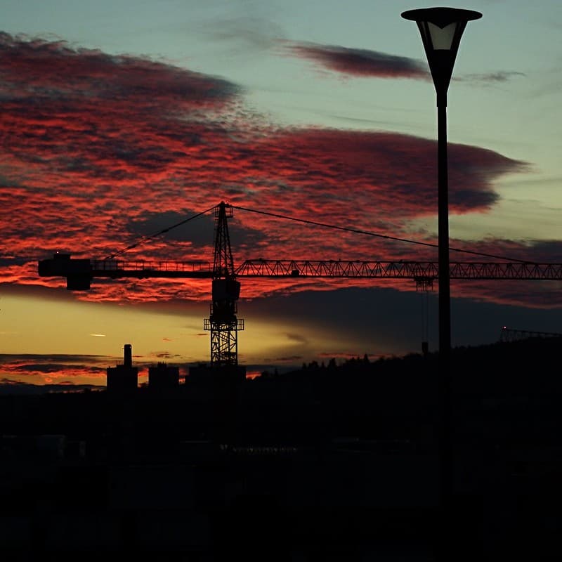 Lamp, Crane and Sunset - Square Version