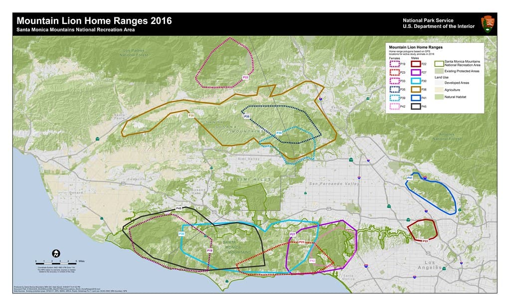 Mountain Lion Home Ranges 2016