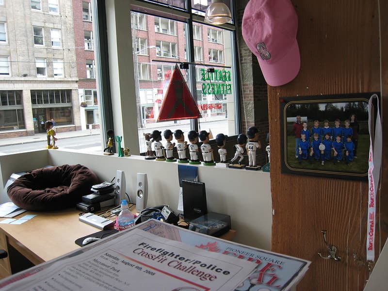 Tija's office overlooking the gym