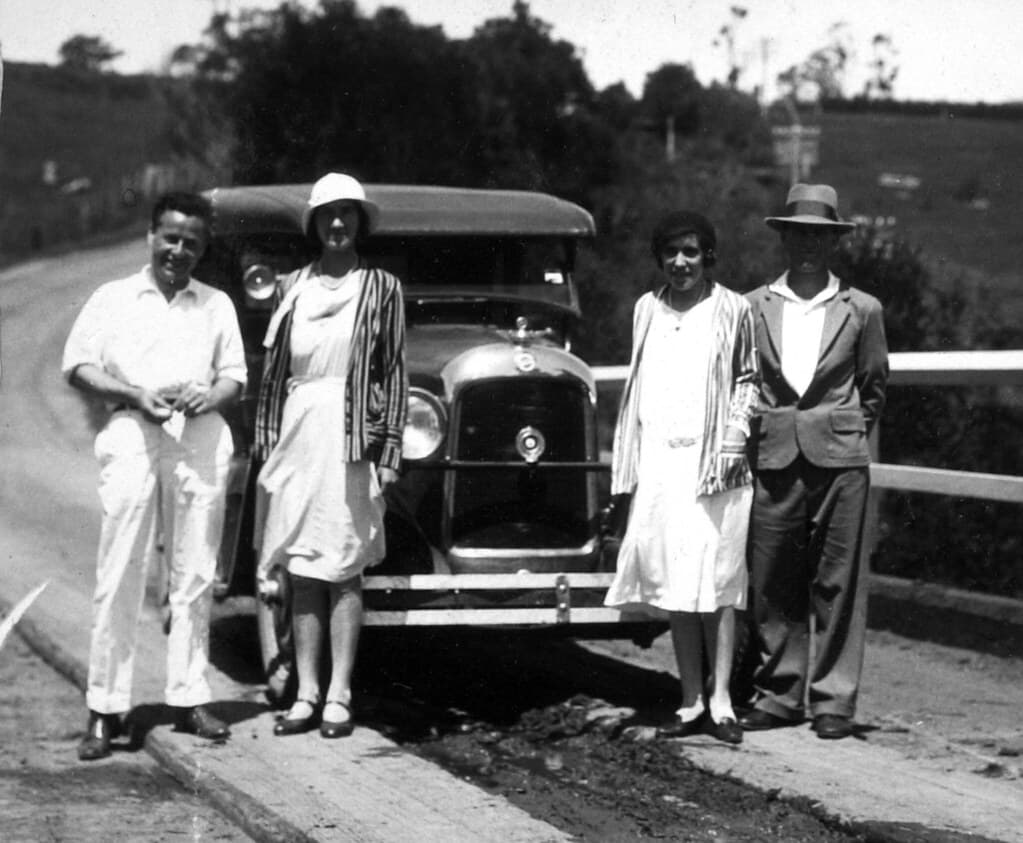 Mr Jones and party, with Mr Cook's car, at Maleny, c 1932