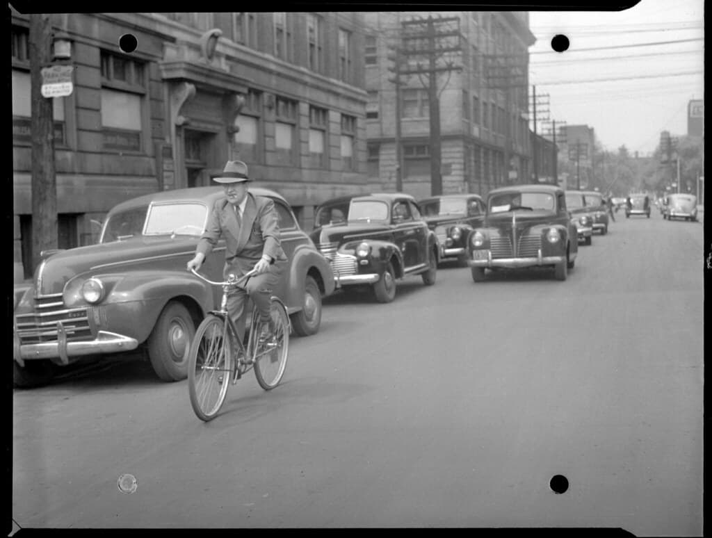 Businessman riding a bicycle