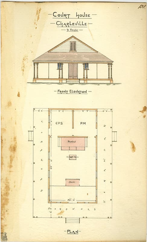Architectural drawing of the Court House, Charleville, 14 January 1885