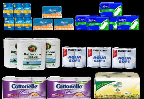 Supermarket shelf-bathroom tissue-alpha background