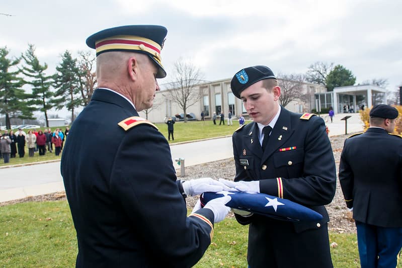 Army Reserve troops retire flag at Argonne National Laboratory
