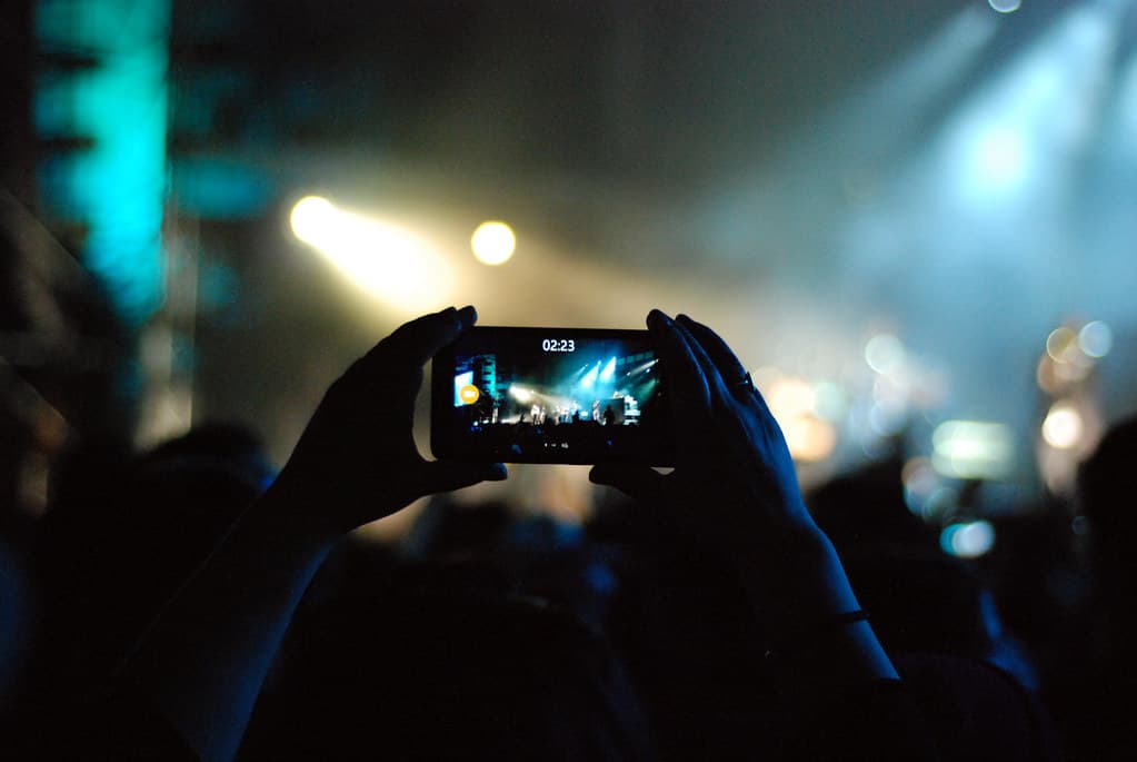 Music Fans Film Concert Show with Smart Phones