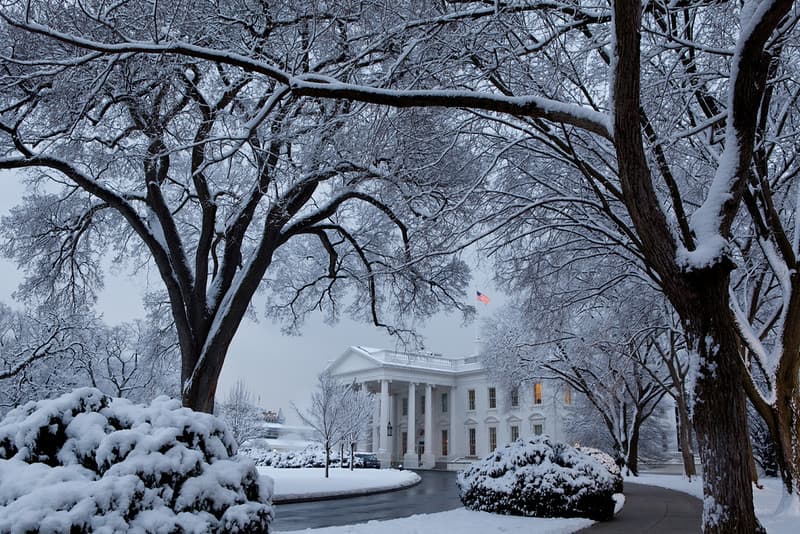 The White House blanketed in snow