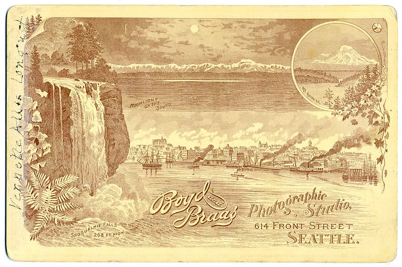 Verso of photo by Boyd and Braas Studio, Seattle c1890s
