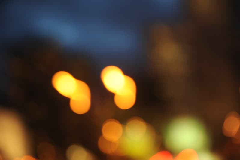 Abstract city lights, night, storm, Seattle, Washington, USA