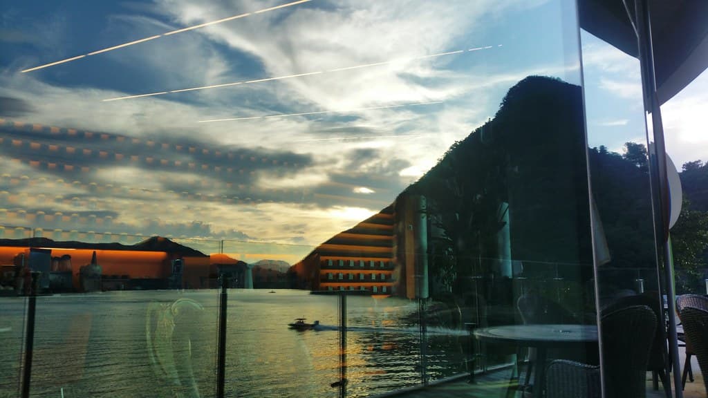 August 14, 2019 sunset 18:34PM reflection in the window