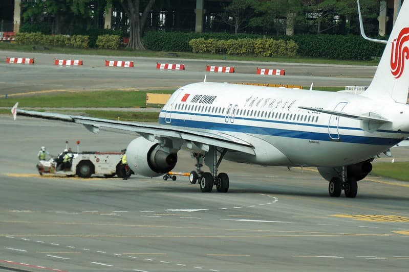Aircraft being towed