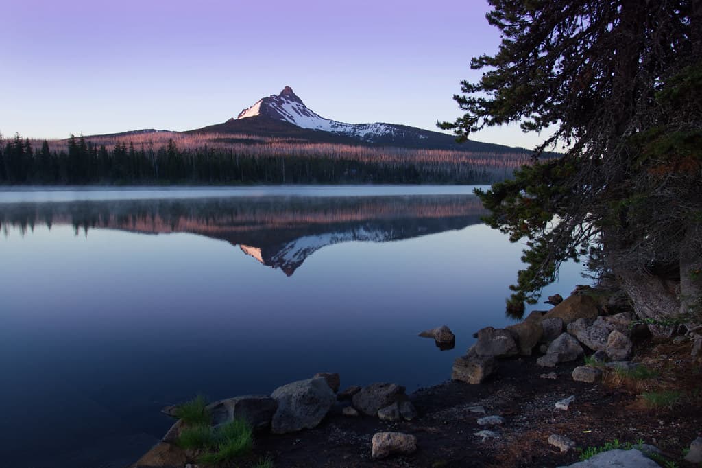 Pink sunrise at Big Lake, Oregon