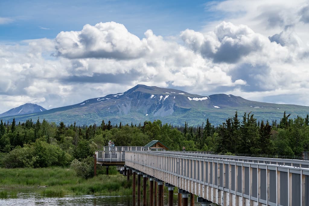 The elevated walkway across the river - NPS Photo/L. Law