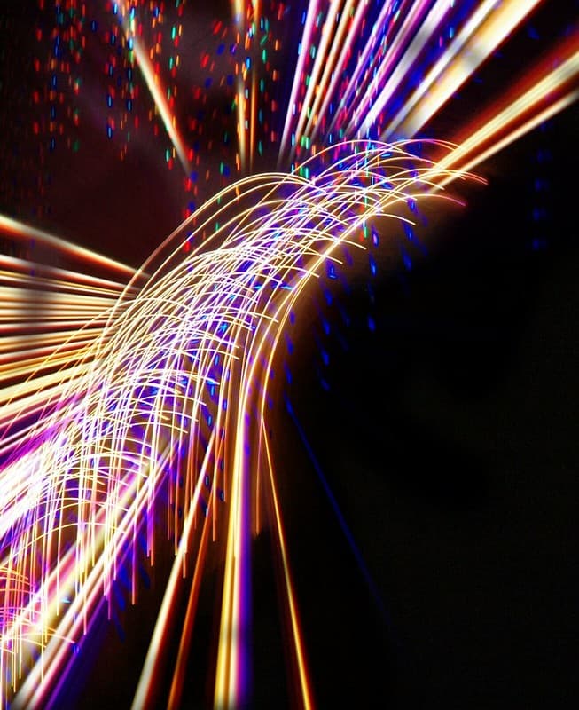 Abstract crescent lights, Seattle, Washington, USA