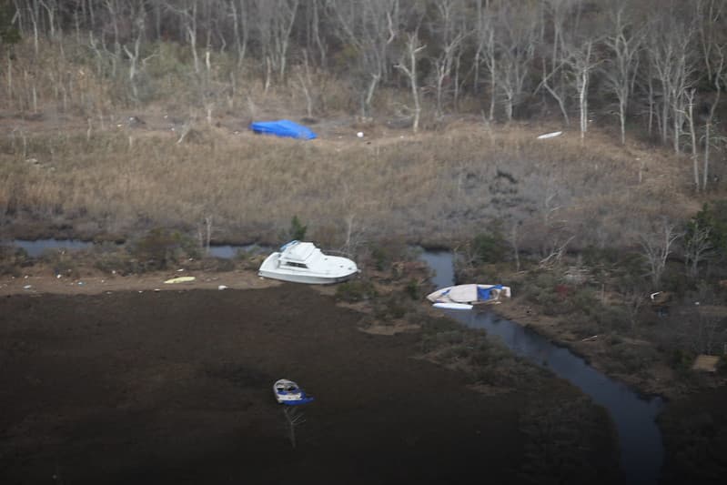 Boats washed ashore on Edwin B. Forsythe National Wildlife Refuge (NJ)