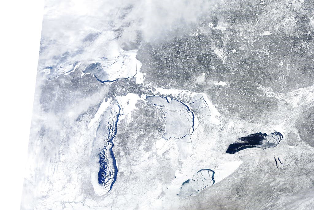 MODIS Satellite image Great Lakes ice cover