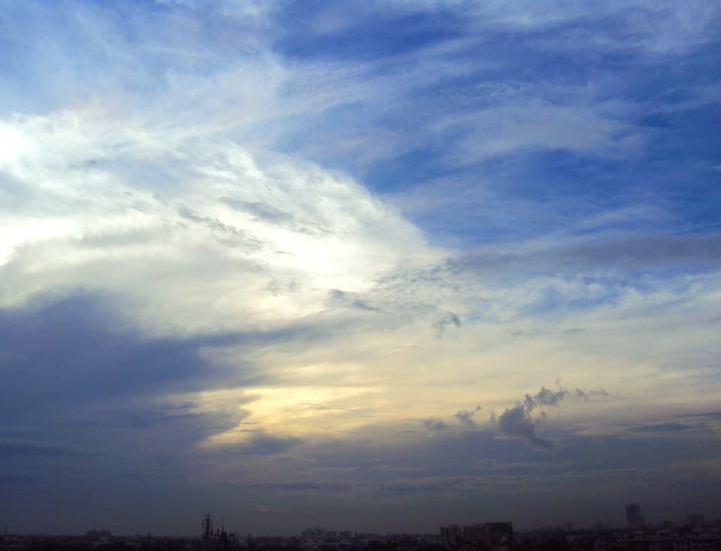 Monsoon clouds at sunset