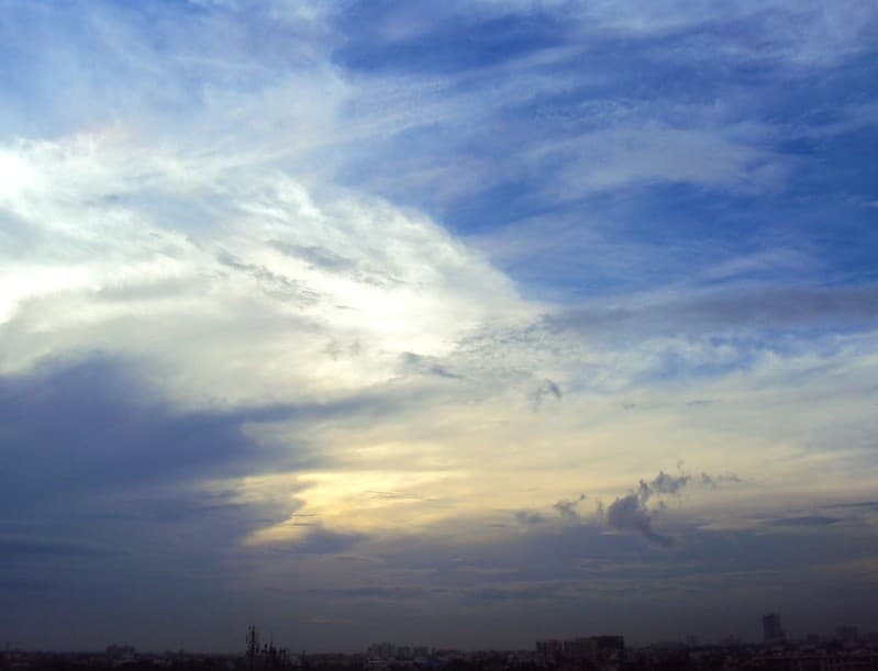 Monsoon clouds at sunset