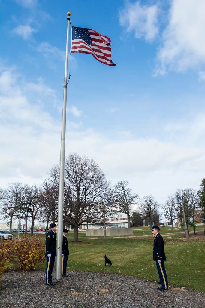 Army Reserve troops retire flag at Argonne National Laboratory