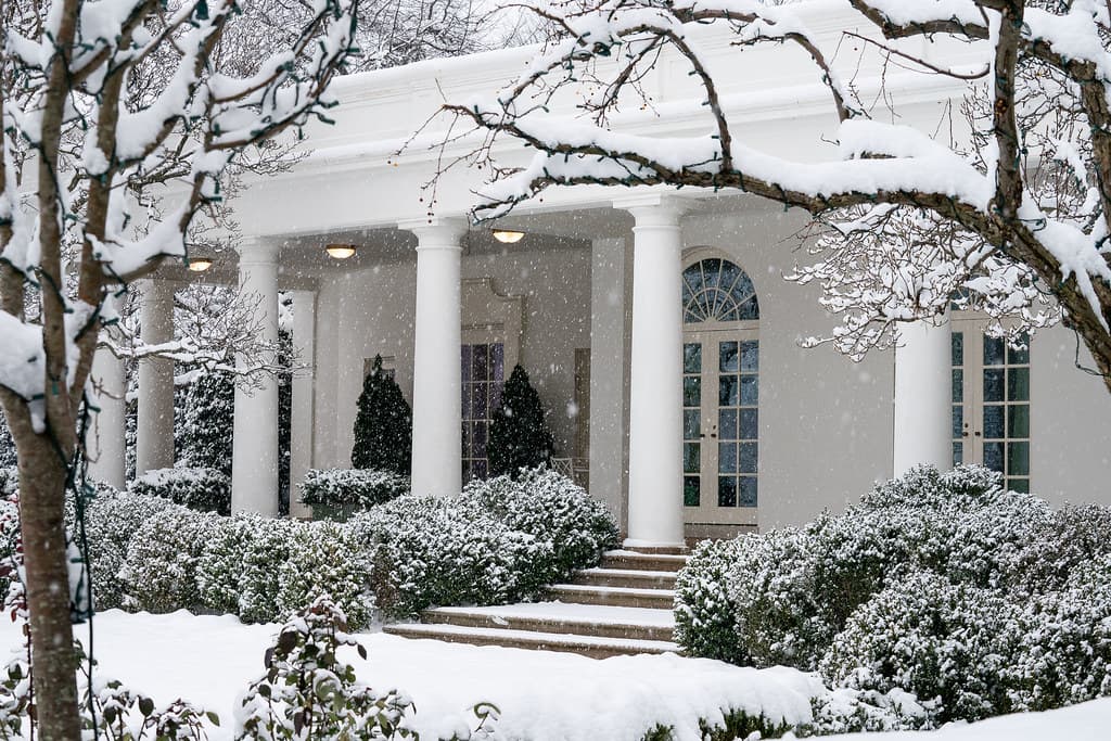 The White House Grounds Covered in Snow on January 13, 2019