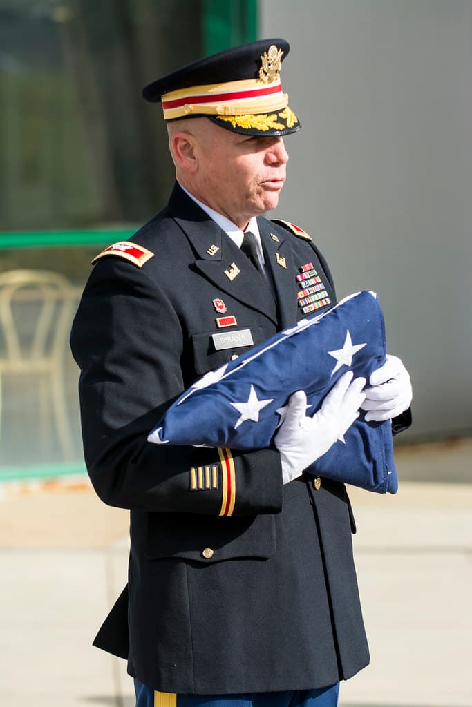 Army Reserve troops retire flag at Argonne National Laboratory