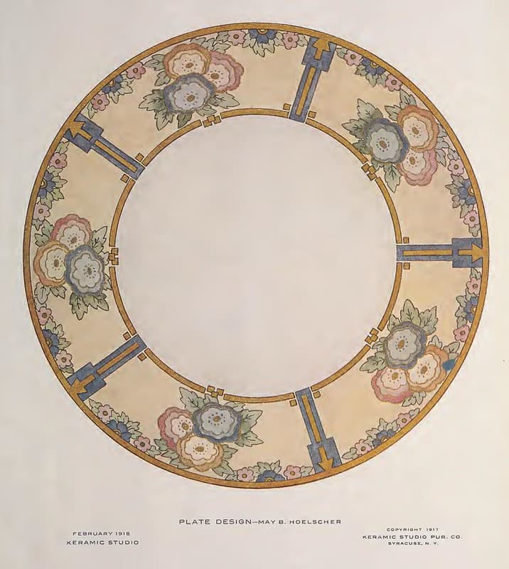1918 Floral Plate Keramic Studio