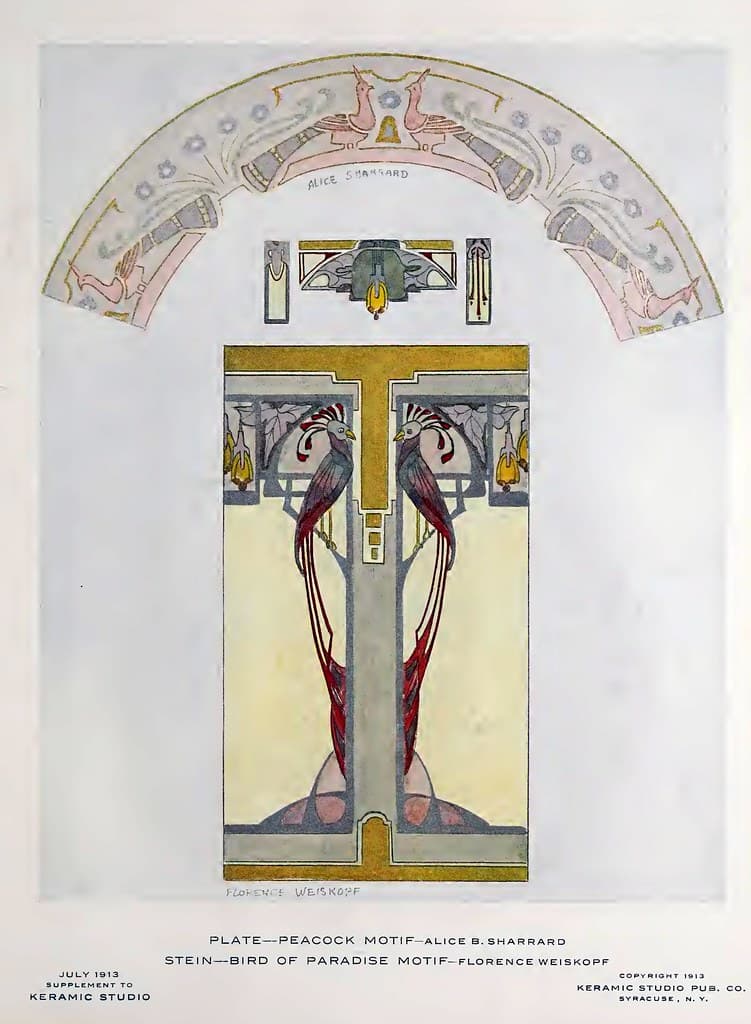1913 Bird Motifs Keramic Studio