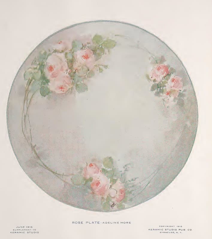 1915 Rose Plate(2) Keramic Studio