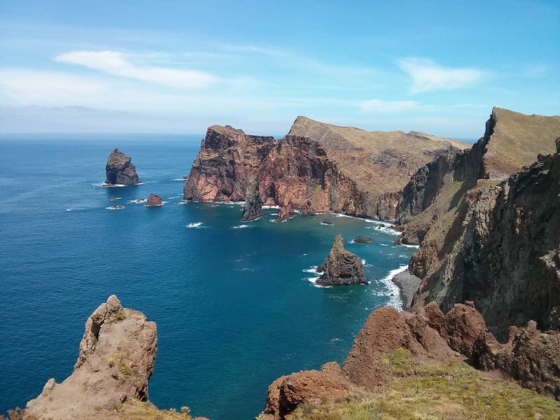 Volcanic Rock Formations Overlooking an Ocean