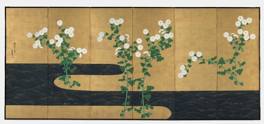 Chrysanthemums by a Stream